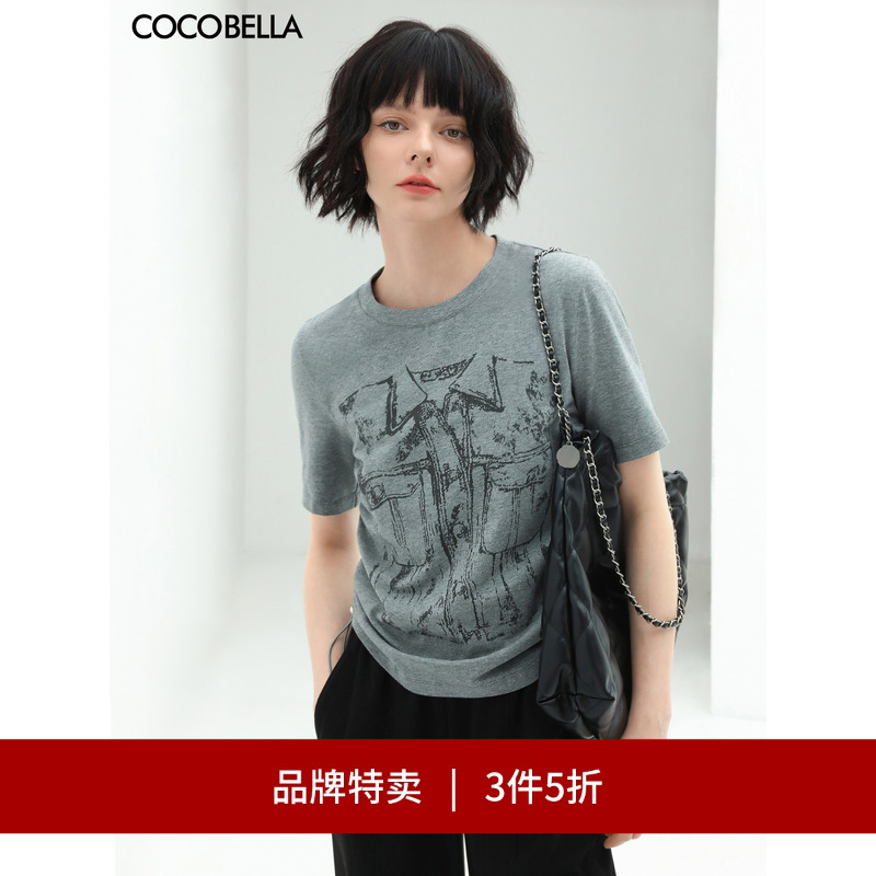 COCOBELLA手绘印花抽绳T恤