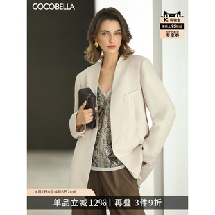 含丝巾外套SI3231 女26春新品 COCOBELLA静奢风高级白色通勤西装