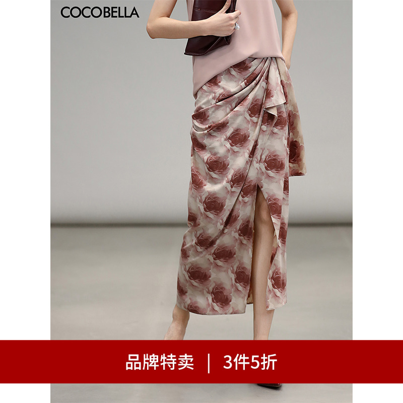 COCOBELLA围裹式玫瑰印花半身裙
