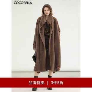 大衣FU3100 COCOBELLA仿天鹅绒整貂环保皮草外套女长款 3件5折