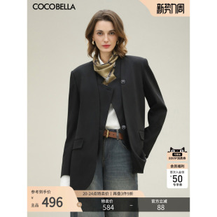 COCOBELLA高智感假两件黑色西装 气质外套SI3223 女OL通勤26春新款