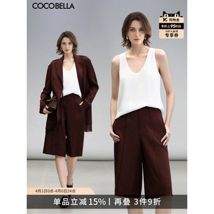 COCOBELLA设计感立体裤 女春百慕大短裤 休闲裤 SO7003 线五分西裤