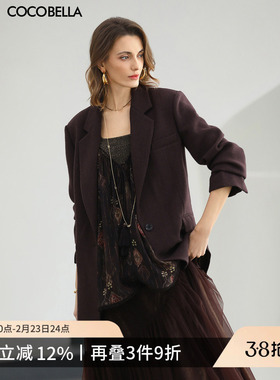 COCOBELLA秀场风格廓形西装女26早春通勤外套休闲上衣SI0070-2