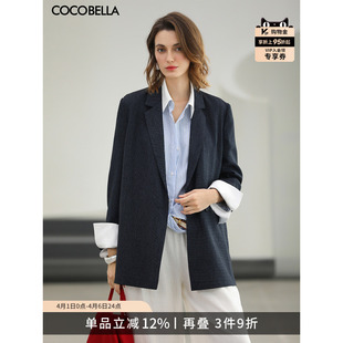 OL通勤宽松廓形外套SI3228 条纹气质翻领西装 COCOBELLA时尚