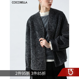环保皮草大衣FU7010 COCOBELLA仿拉贡皮毛一体夹克外套女短款