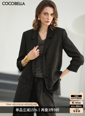 COCOBELLA高智感黑金开叉袖品质西装春商务通勤西服外套SI43B