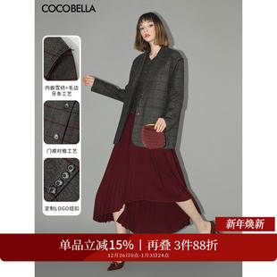 预售COCOBELLA格雷系复古人字纹格子西装 冬通勤西服外套SI7002