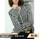 COCOBELLA静奢风黑白竖条纹气质衬衫 女26春设计感飘带衬衣SR535