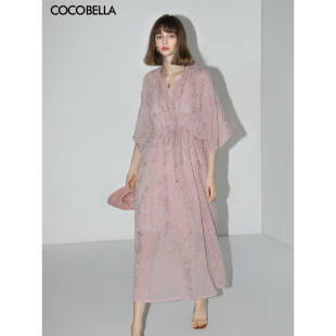 金葱刺绣 ^@^COCOBELLA 轻奢刺绣肌理感连衣裙吊带裙两件套FR966D