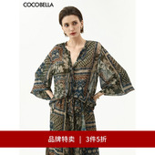 SR7071 裸领波西米亚度假衬衫 3件5折 COCOBELLA波普印花雪纺衫
