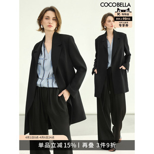 预售COCOBELLA高智感通勤气质长款 SI3098 外套纸片人系带正肩西装