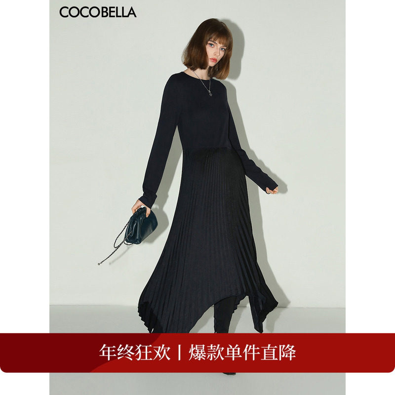 COCOBELLA缎面压褶针织连衣裙