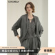 COCOBELLA新中式 SC3083 国风仿香云纱盘扣外套女流光缎面休闲西装