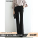 PA41 女高腰休闲裤 COCOBELLA静奢风通勤微喇长裤 垂坠感黑色西裤