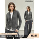COCOBELLA时尚 女秋冬保暖外套格雷系毛衣MZ3266 双拉链灰色针织衫