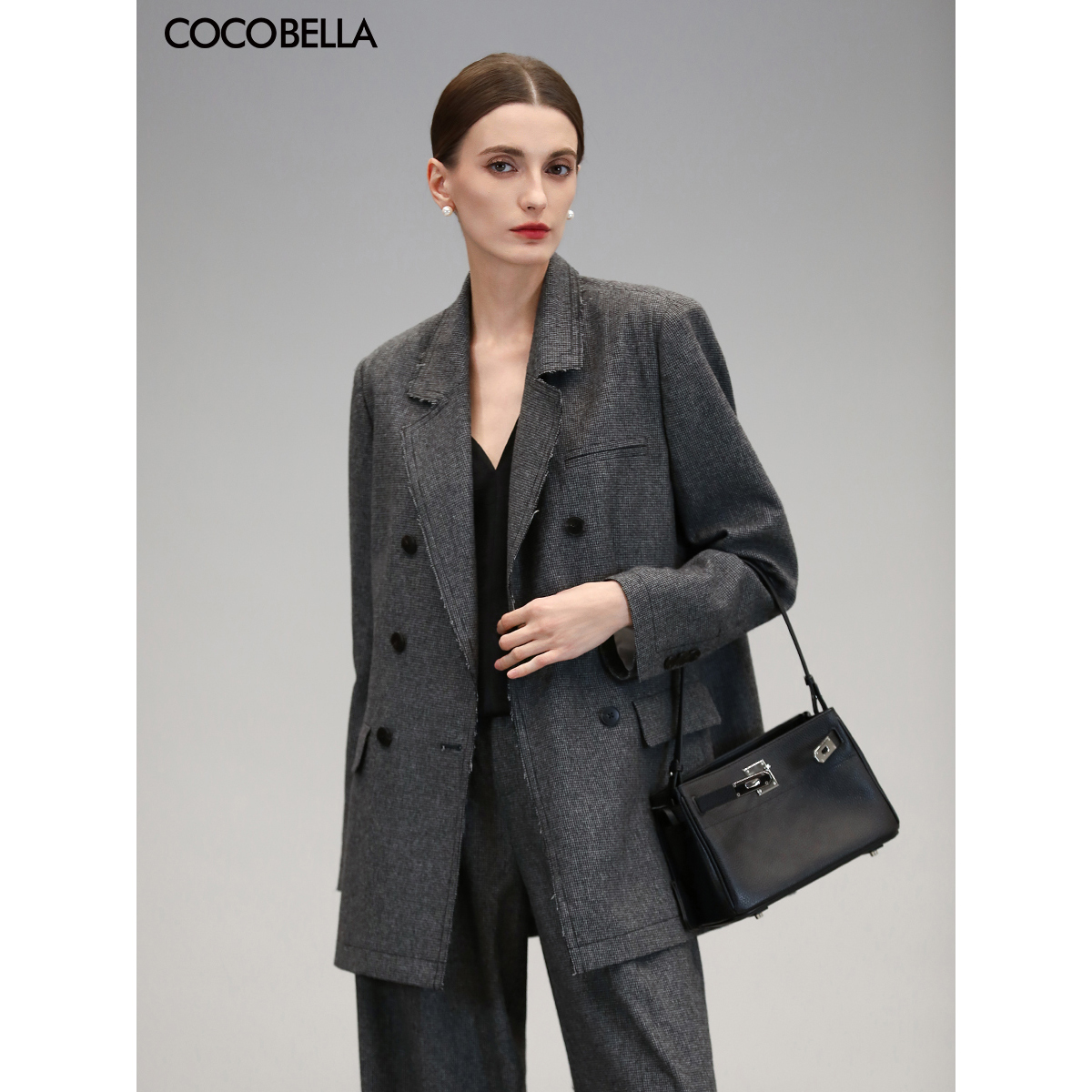 COCOBELLA千鸟格羊毛西装