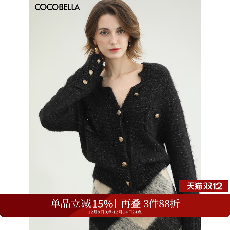 小香风亮丝银葱针织开衫