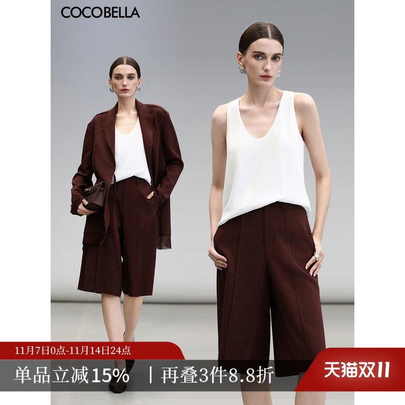 COCOBELLA立体裤线五分休闲裤