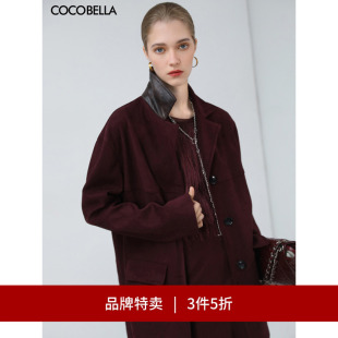 外套女PU拼接领休闲西服SC3017 COCOBELLA仿麂皮绒西装 3件5折