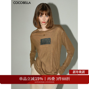 女舒适休闲T恤TS7060 COCOBELLA时尚 3D字母印花轻薄针织衫