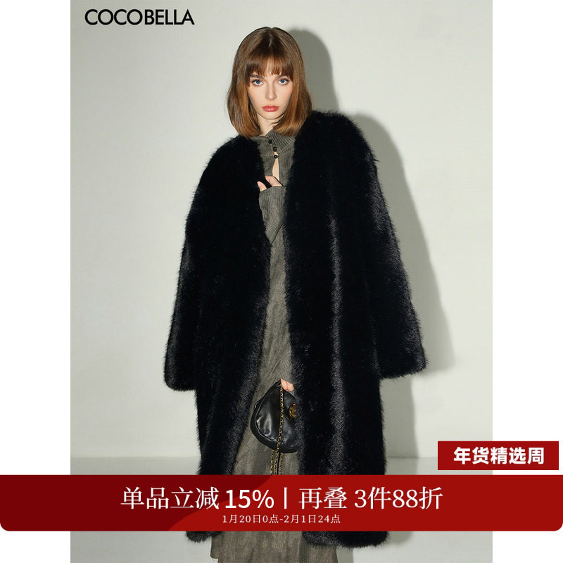 COCOBELLA仿貂绒横排工艺环保皮草外套女冬长款毛绒大衣FU3006-3,女装/女士精品,皮草,淘宝优惠券,粉丝福利购,淘宝优惠卷