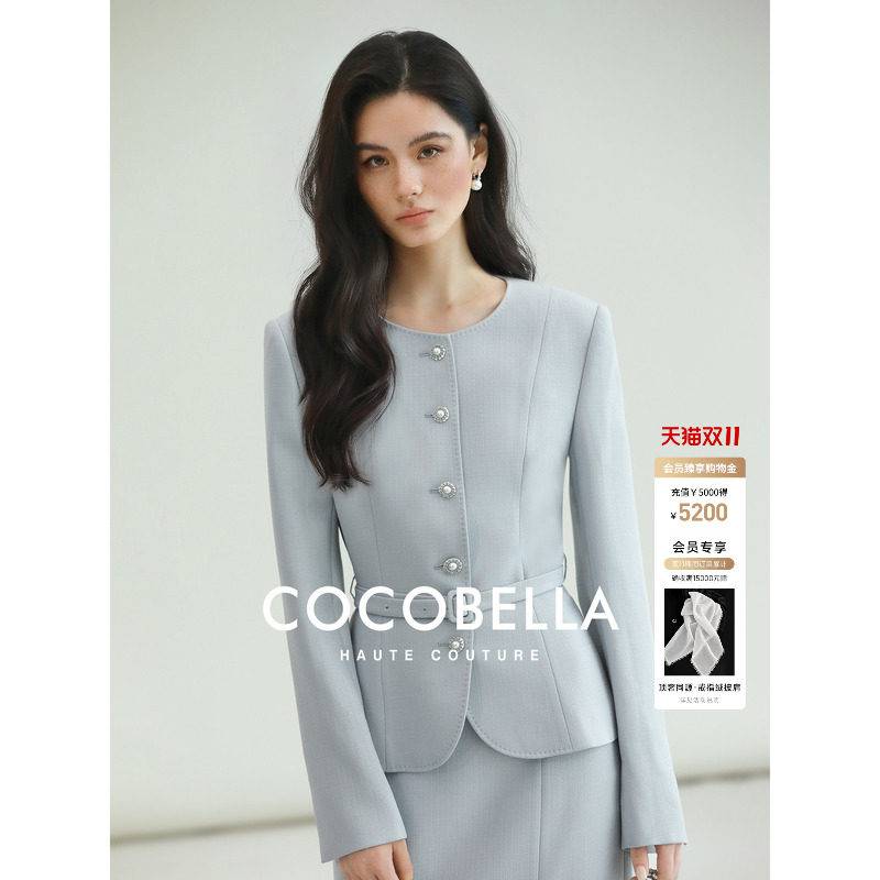 预售COCOBELLA【美国naia醋酸】千金玛德琳短外套鱼尾半裙西装套