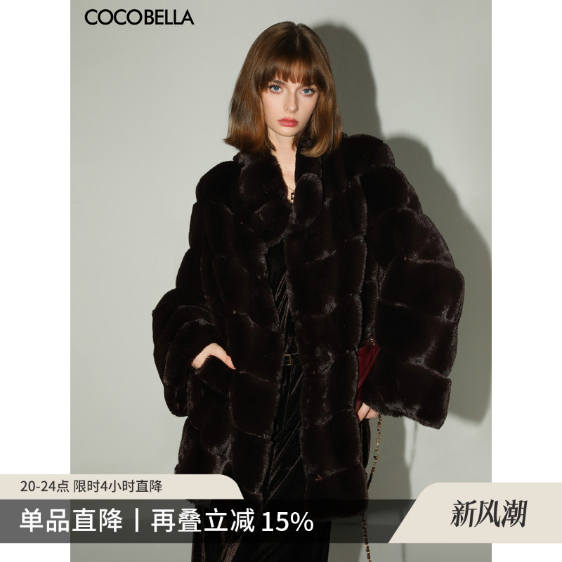 COCOBELLA仿紫貂环保皮草外套