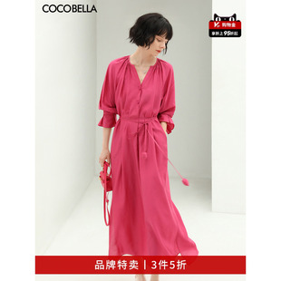 预售COCOBELLA玫瑰花苞腰绳衬衫 裙夏多巴胺连衣裙FR169 3件5折