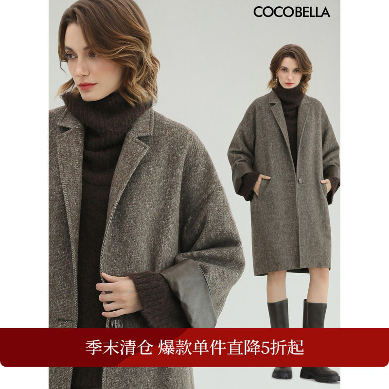 【折扣季】COCOBELLA复古翻折袖呢子大衣通勤休闲毛呢外套WL3007