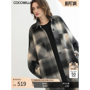 COCOBELLA英伦风格 翻领呢子大衣WL3223 子毛呢外套女秋冬中长款