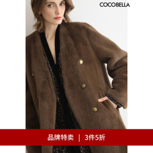 气质大衣加厚毛绒外套WL58 COCOBELLA丰盈环保皮草长款 3件5折