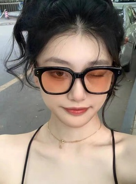 家火爆浅青太阳镜女潮复古