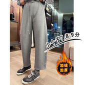 女抽绳松紧腰显瘦哈伦运动裤 145小个子冬季 加绒加厚七八分卫裤 xxs