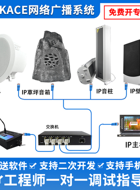 flykace网络IP广播系统吸顶喇叭音柱草坪扬声器壁挂音箱高音号角