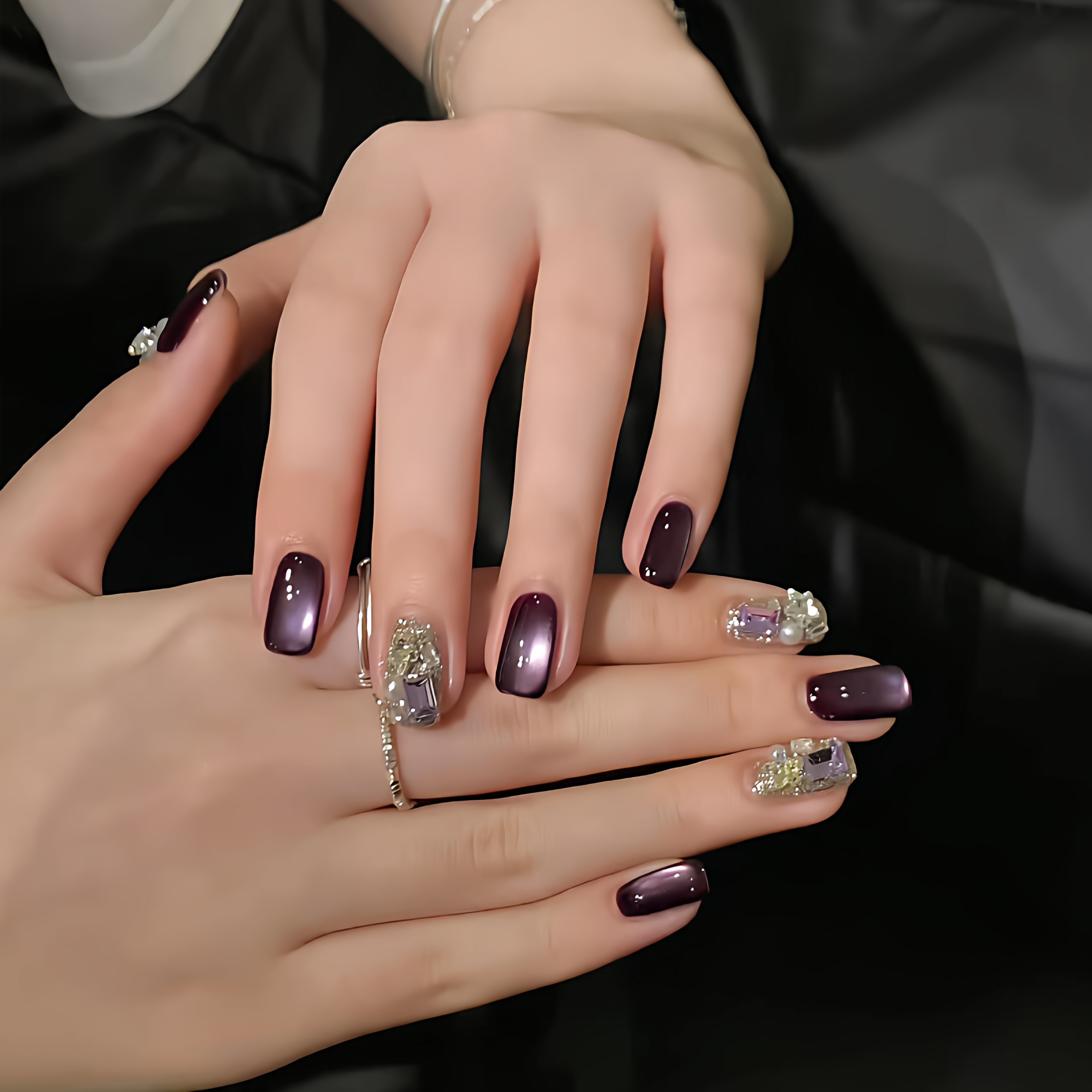 手工定制新娘新年战甲紫色玻璃珠跳色满钻爆闪婚甲孕妇短款穿戴甲,彩妆/香水/美妆工具,穿戴甲/甲片,淘宝优惠券,粉丝福利购,淘宝优惠卷