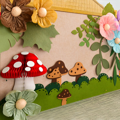 幼儿园蘑菇花朵开学主题环创材料