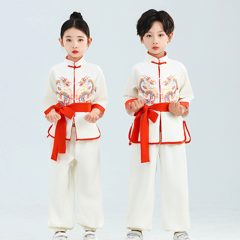 儿童武术训练演出服学生太极表演服中国风古典舞蹈服喜庆打鼓服女