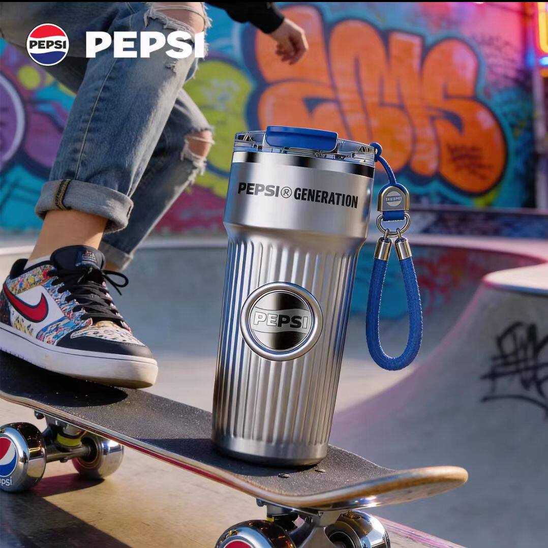 PEPSI百事大容量保温杯随行咖啡杯吸管水杯子男生高颜值2025新款