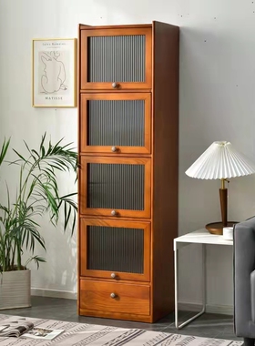 实木夹缝柜卧室飘窗化妆品包包收纳柜厨房置物架客厅储物柜窄书架