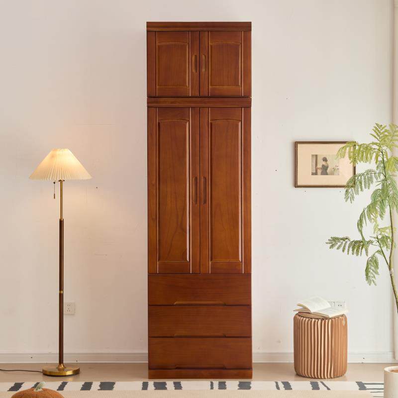 实木衣柜卧室家用小户型储物柜窄款收纳柜简易小型衣橱立式挂衣柜