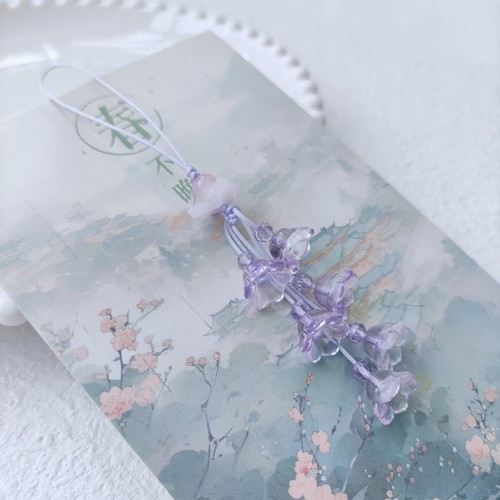 古风梦幻紫花琉璃手机链