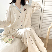 新款 可外穿闺蜜款 家居服套装 波点小狗卡通纯棉睡衣女春秋长袖 冬季