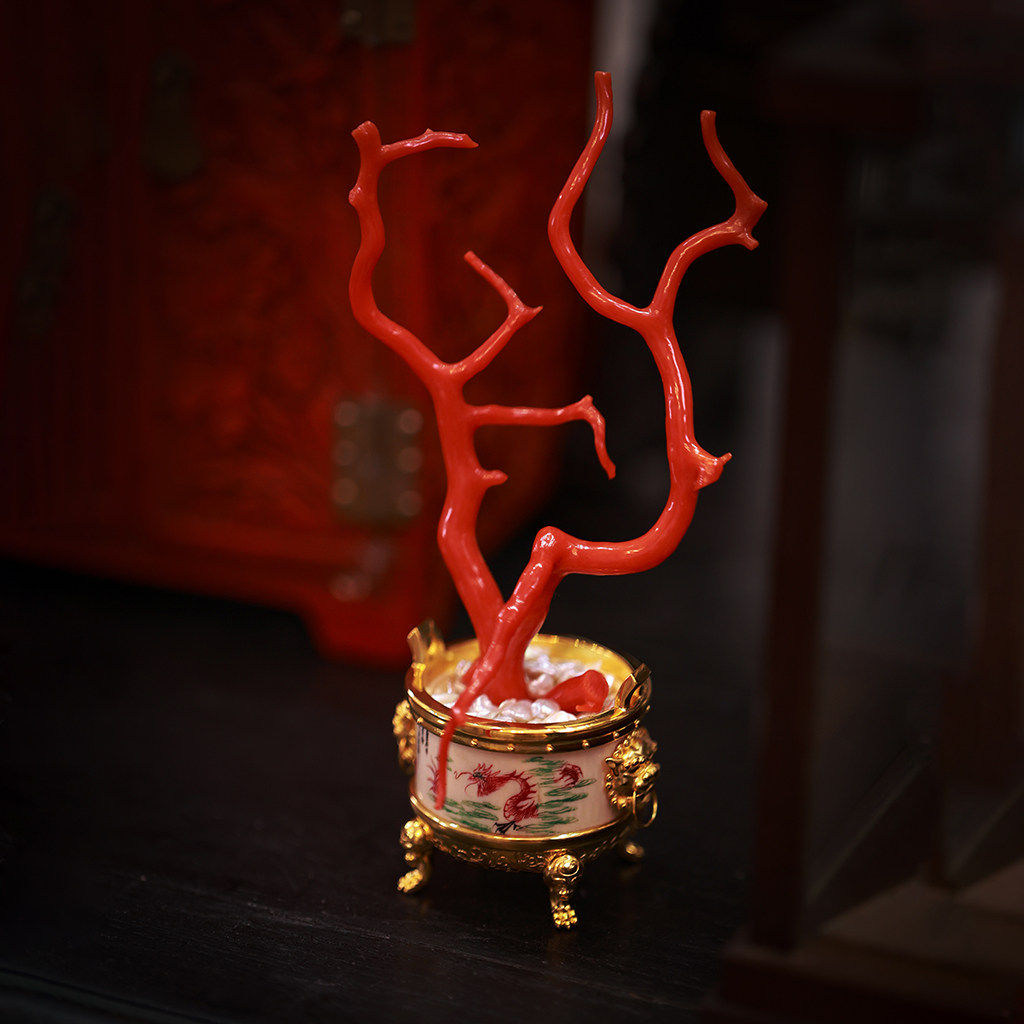 和合大仙人 原创自制 S925银镀金祥云瑞兽龙纹古董聚宝盆文房摆件