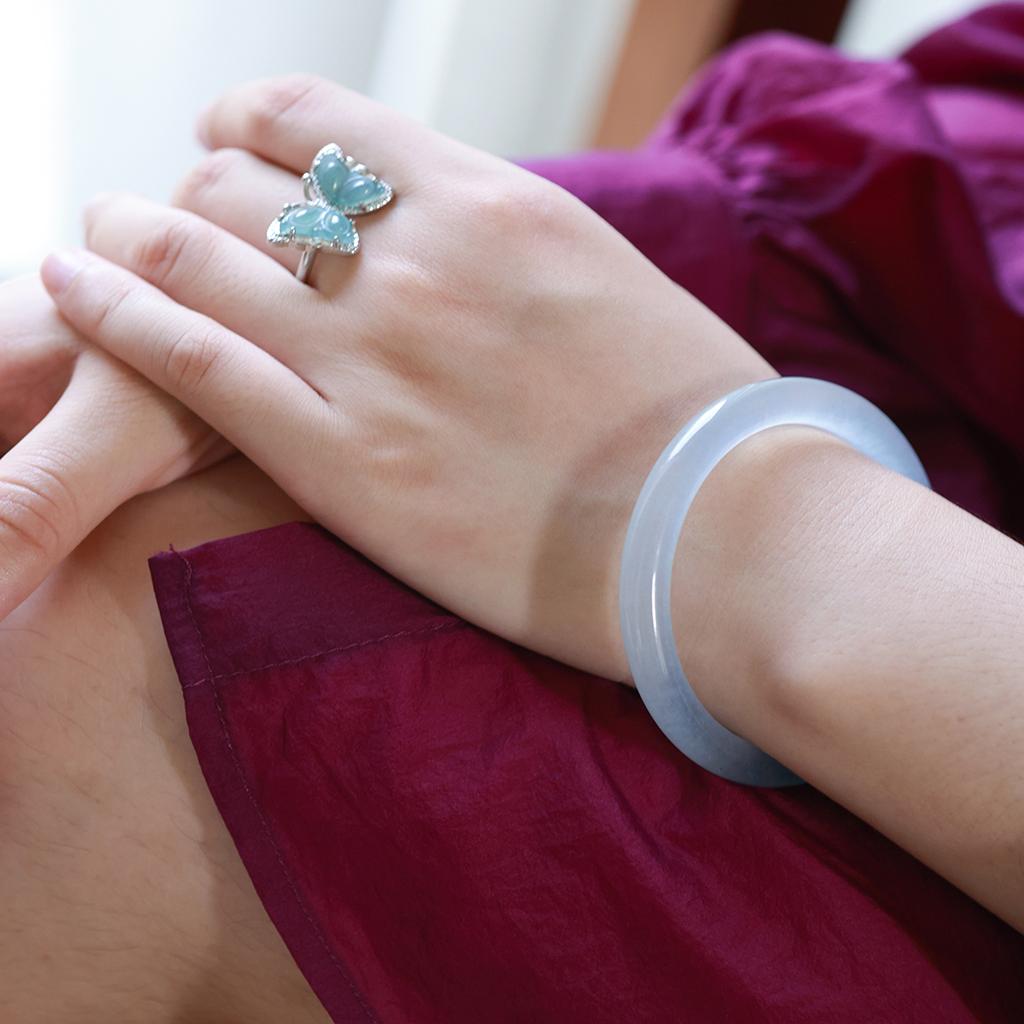 和合大仙人 特价包邮 宛如一汪清泉 水沫玉蓝水手镯 美人条细圆镯