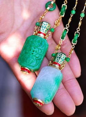 和合大仙人 原创设计自制 福在眼前 双色仿翡翠珐琅吊坠项链