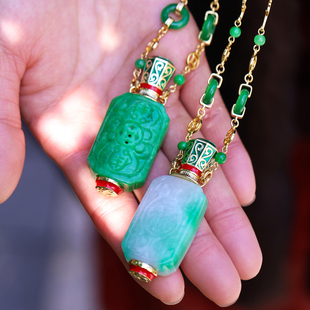 和合大仙人 原创设计自制 福在眼前 双色仿翡翠珐琅吊坠项链