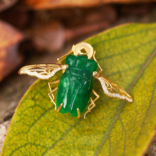 和合大仙人 青蚨飞来 原创自制可动翅膀 仿翡翠多用胸针吊坠袖扣