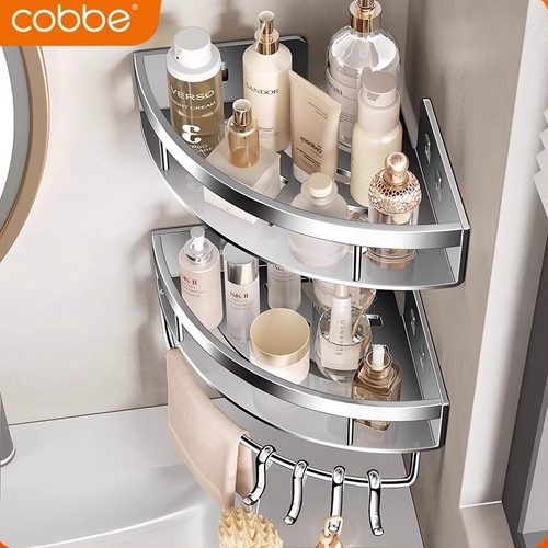 卡贝卫生间置物架免打孔浴室三角架子304不锈钢墙上可拆卸收纳架