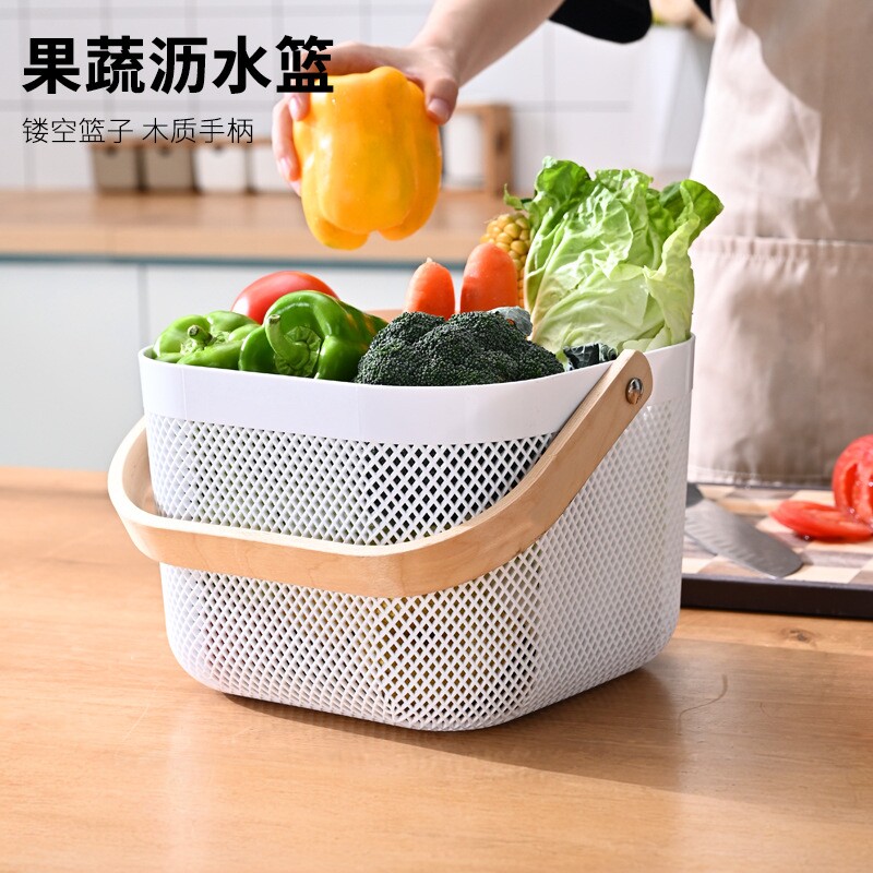 沥水篮厨房包包家用塑料用品脏衣收纳蔬菜篮子滤水野餐水果篮