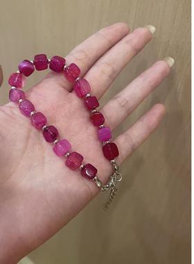 【桃红手链】时尚个性玫红色火龙果色饰品